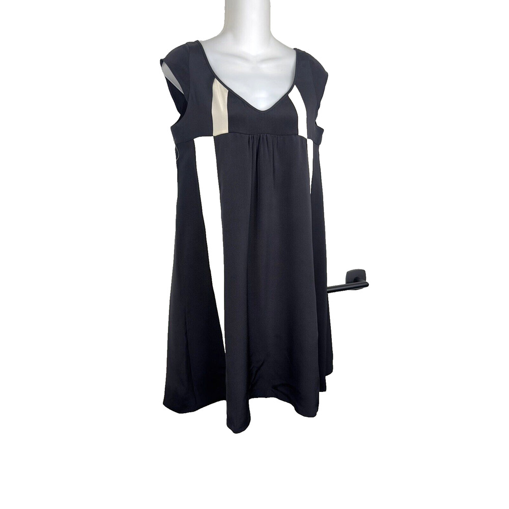 Cynthia Rowley Shift Dress 100%Silk BLACK‎ IVORY  ~ US 2